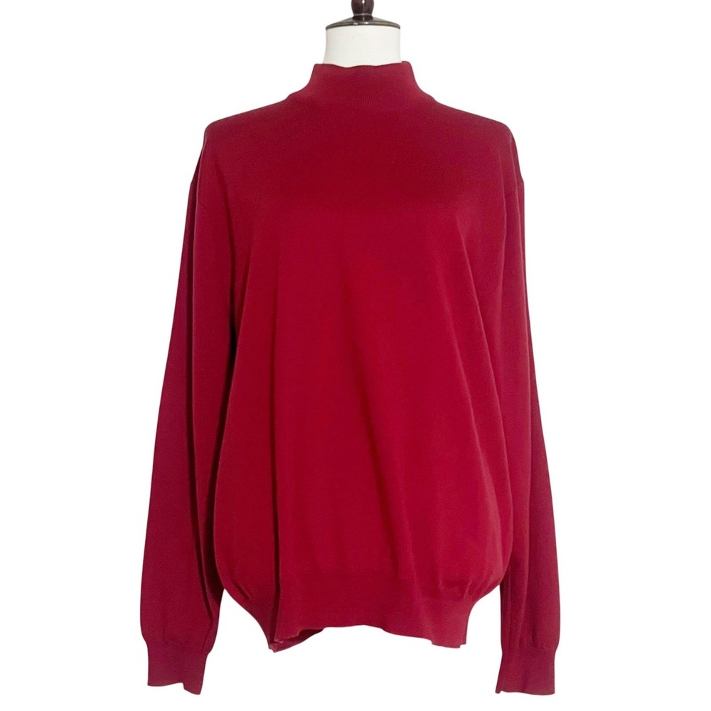 Club‎ Room Red Mock Neck Merino Wool Sweater Men's XL
